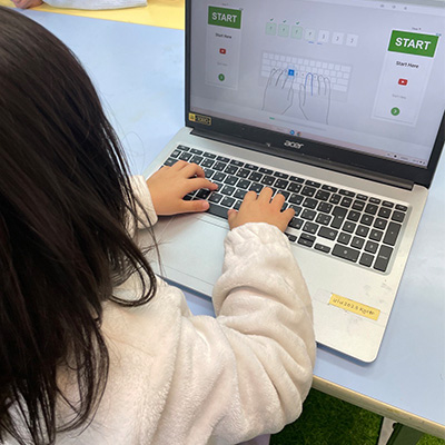 typing on the computer
