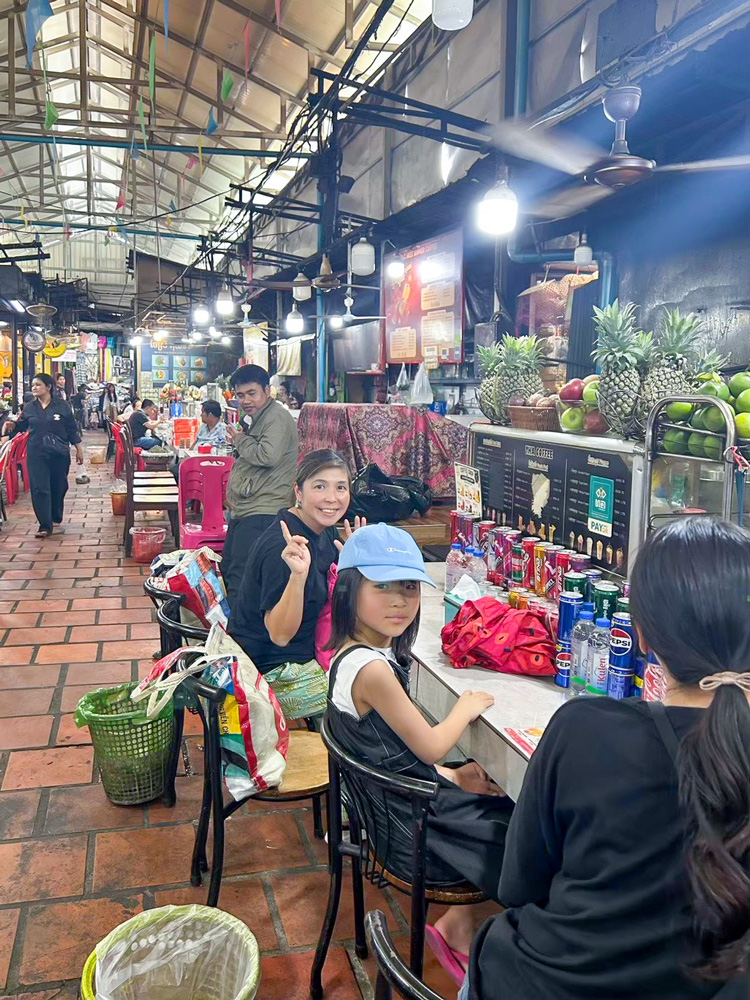 Having lunch at the Market in Cambodia