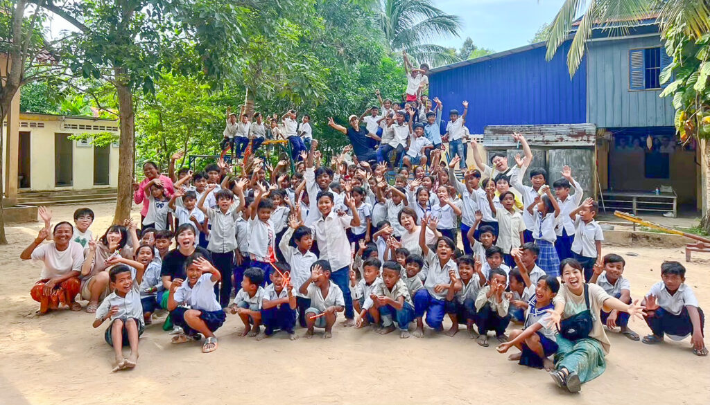 A photo with all the kids of the school